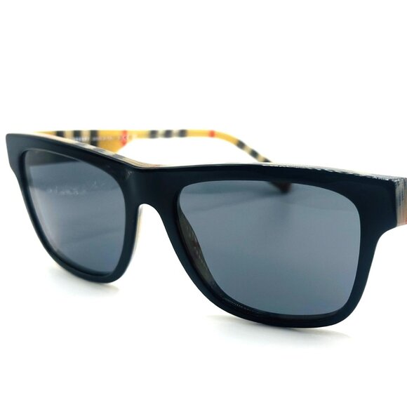 NEW BURBERRY BE 4293 3806/87 Top Black On Vintage Check/Grey 56mm 17 145